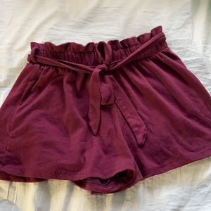Rue 21 maroon shorts with a tie